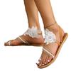 Fashion 2025 Summer Foreign Trade New Large Size Women's Flower Flat Sandals Bohemian Beach Shoes
