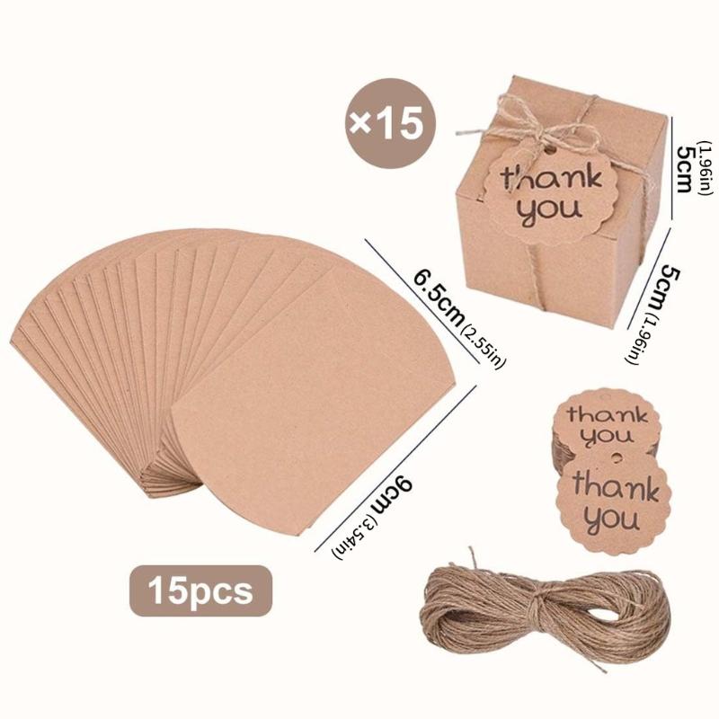30Pcs Handmade Packaging Box Foldable Paper Gift Boxes Includes Thank You Card Wrapping Popes for Birthday Celebration