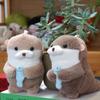 Cute Otters Holding Fish Plush Doll Keyrings Lightweight Hanging Pendant Props For School Bag Key Wallet Doll Toy Gifts 11cm