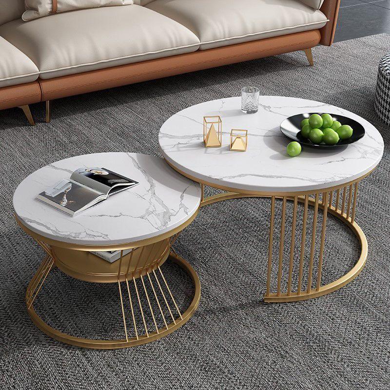 Modern Minimalist Round Coffee & Side Table Set for Small Apartments