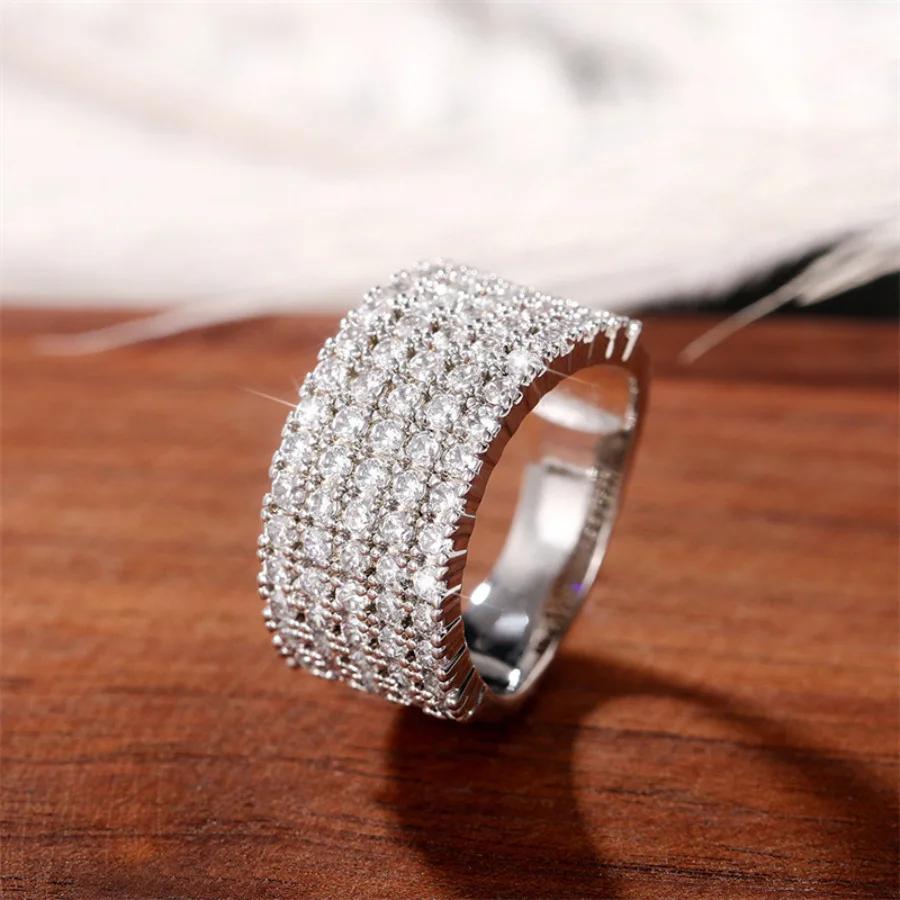 New best-selling luxury five-row diamond zircon women s ring 6