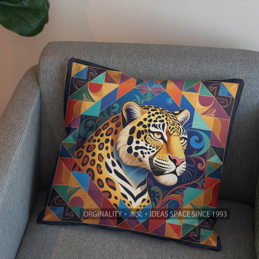 2D Exquisites Muster Leopardenmuster Wurfkissen Muster Kissenbezug Geeignet für Sofa Schlafzimmer Auto Kissenbezug