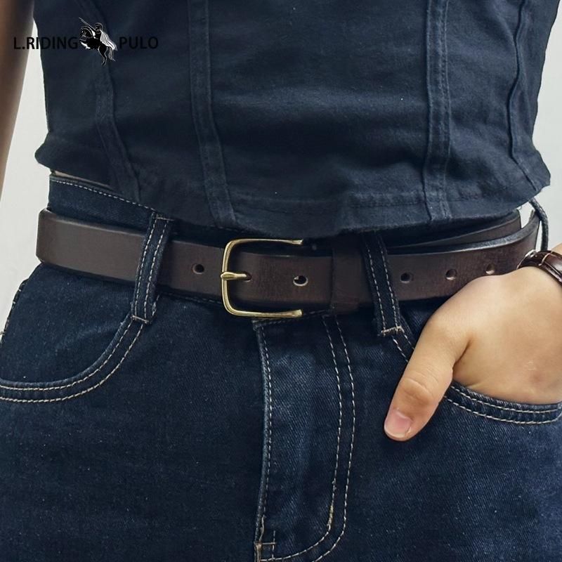 Thickened Genuine Leather Cowhide Belt for Women Pin Buckle Simple Retro Versatile Belt for Women