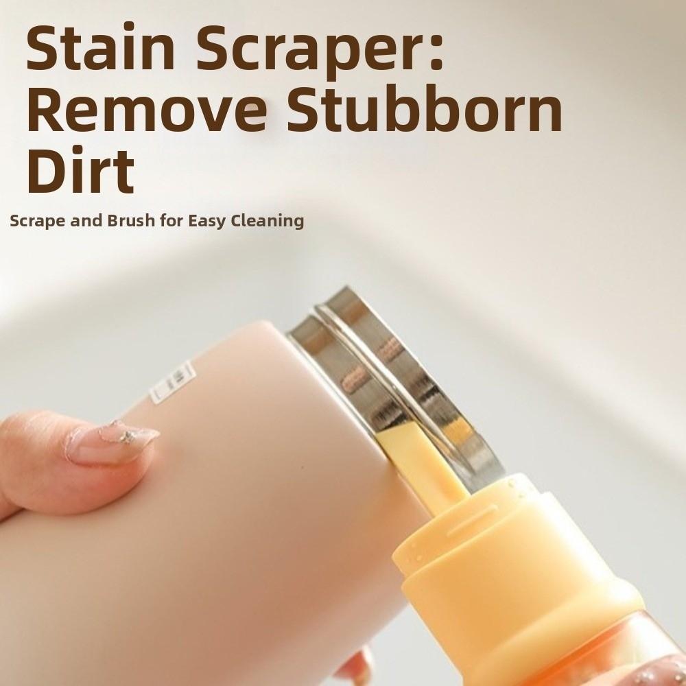 2 Pieces Cartoon Cup Cleaning Brush Deep Clean Efficient Bottle Gap Brush Detachable Thick Bristles Lid Cleaning Brush Kitchen