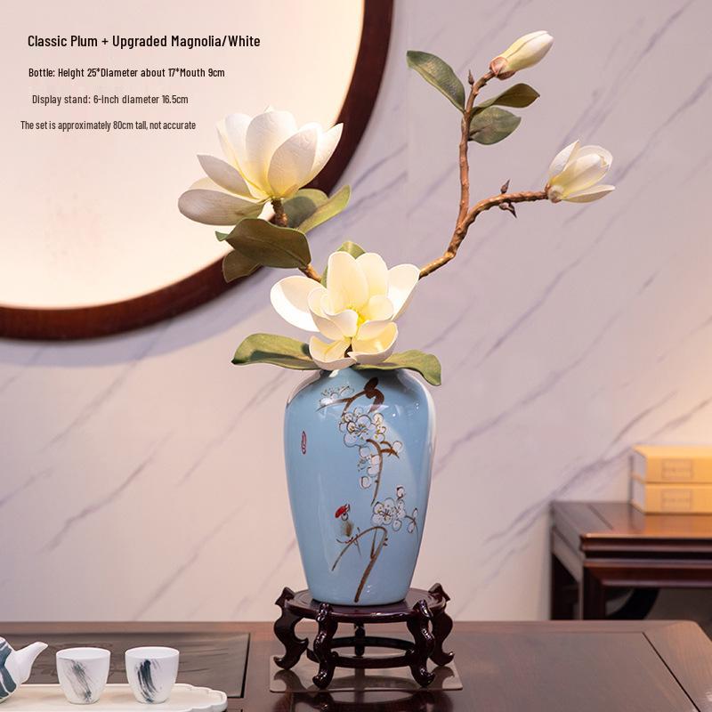 Composizione di fiori artificiali di magnolia: Set decorativo in ceramica per sala da pranzo o soggiorno