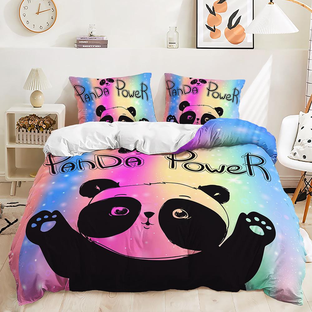 Bed Three-Piece Color Gradual Change Glitter Quilt Cover 3D Digital Printing Kit