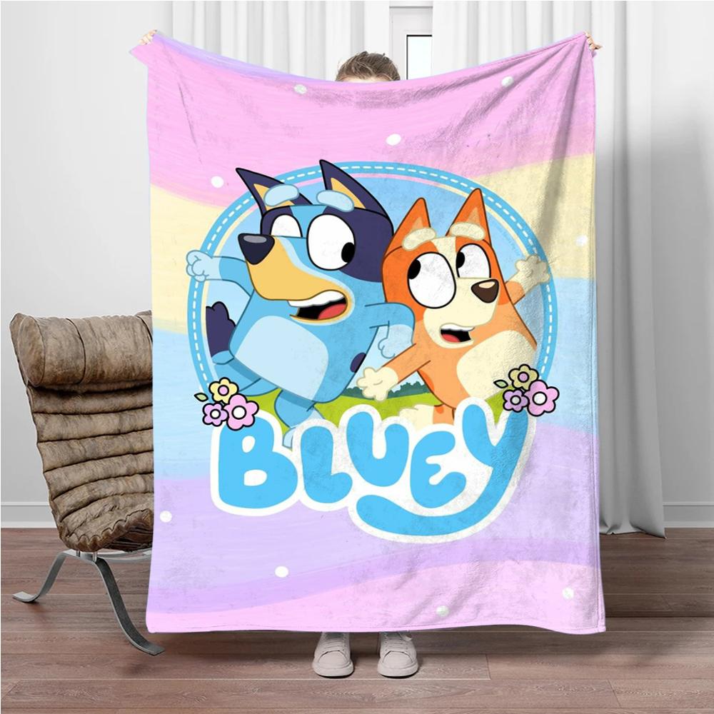 MINISO Disney-Bluey Cartoon Decke Flauschiger Flanell Kinder und Erwachsene Sofa Plüsch Tagesdecke Überwurf Mittagsdecke für Sofa Bett Geschenk