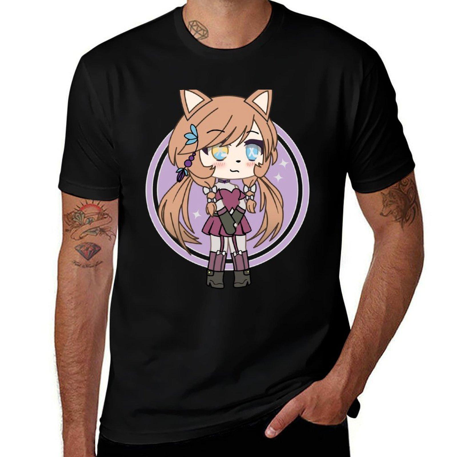 Милая Gacha Girl Foxy Chan Футболка с принтом футболки для мужчины смешные футболки хлопковые мужские футболки хлопковая футболка XS