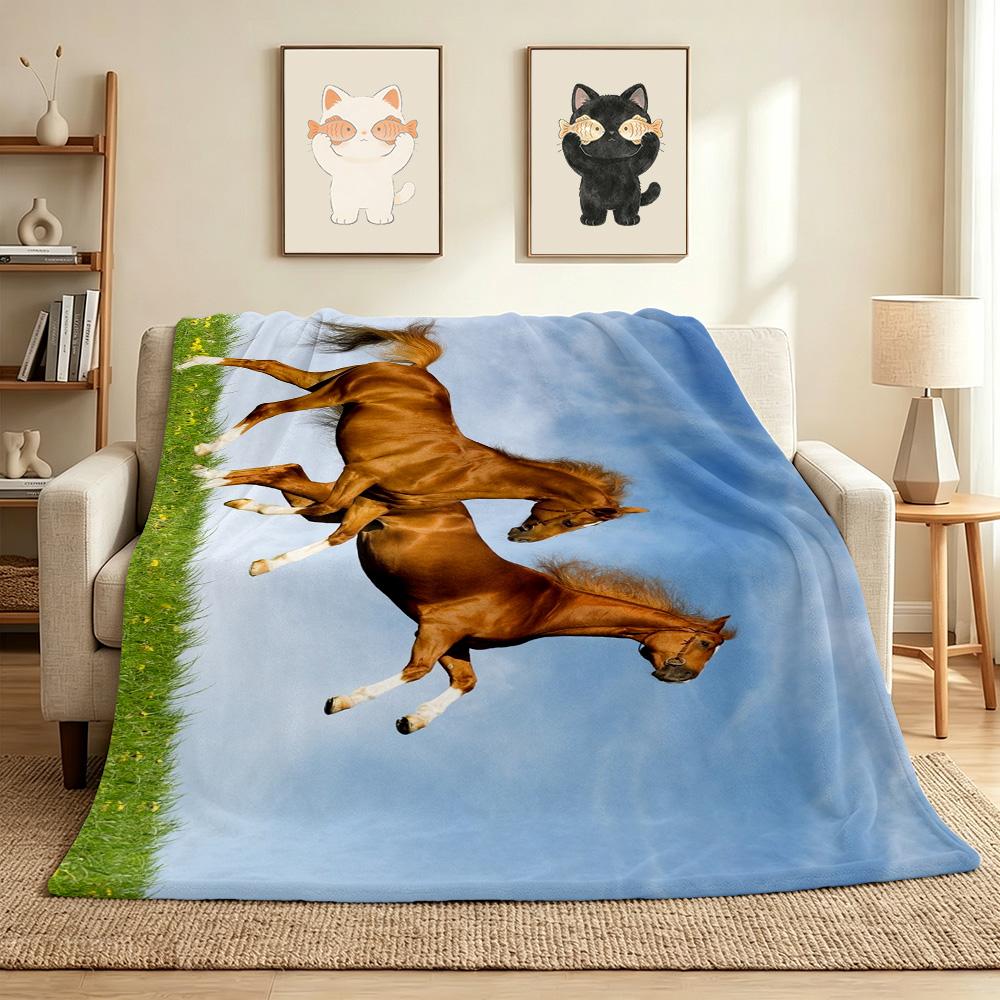 Horse Freedom Flannel Blanket Throw Blanket Soft Warm Sofa Bed Camping Home Decor Unique Christmas Gift C926256