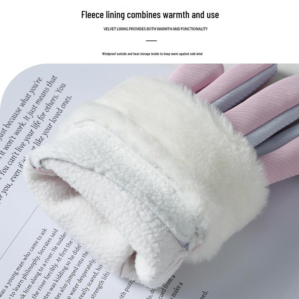 Women's Winter Velvet Touchscreen Gloves: Warm, Waterproof, Windproof, Non-slip, Ideal for Cycling, Driving, and Riding
