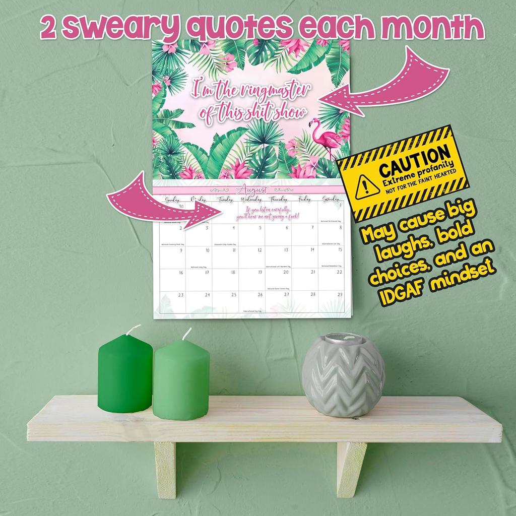 2026 Fuck This Shit: A Year of Sassy Attitude | 12 month Calendar for Tired, Fabulous Women | 12"x8" Floral