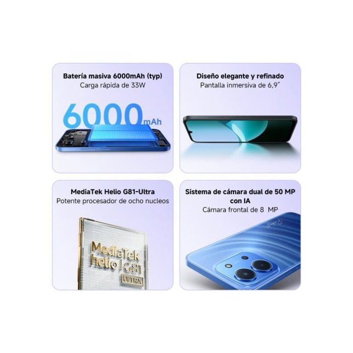 Xiaomi Redmi 15C 4GB 128GB 6.9" 120Hz Batería 6000mAh Carga Rápida 33W Azul