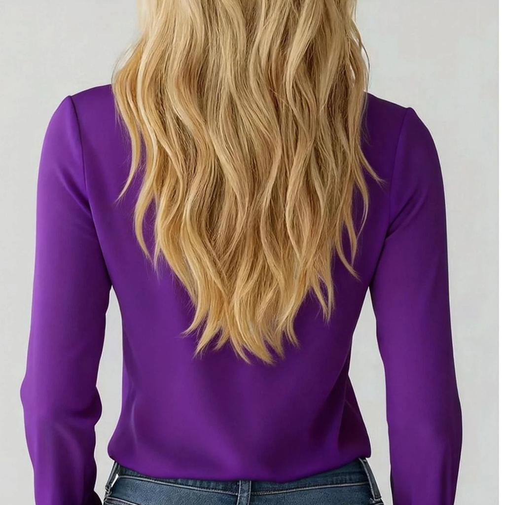 2026 French Elegant Ruffle Solid Color V-neck Bubble Sleeve Shirt