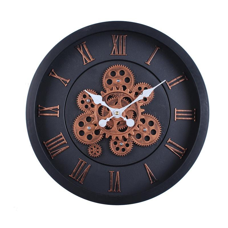 Zahnraduhr im Antik-Stil Wohnzimmer Wanddekoration Arbeitszimmer Retro Nostalgisch High-End Kreativ Dreidimensional Runde Wanduhr