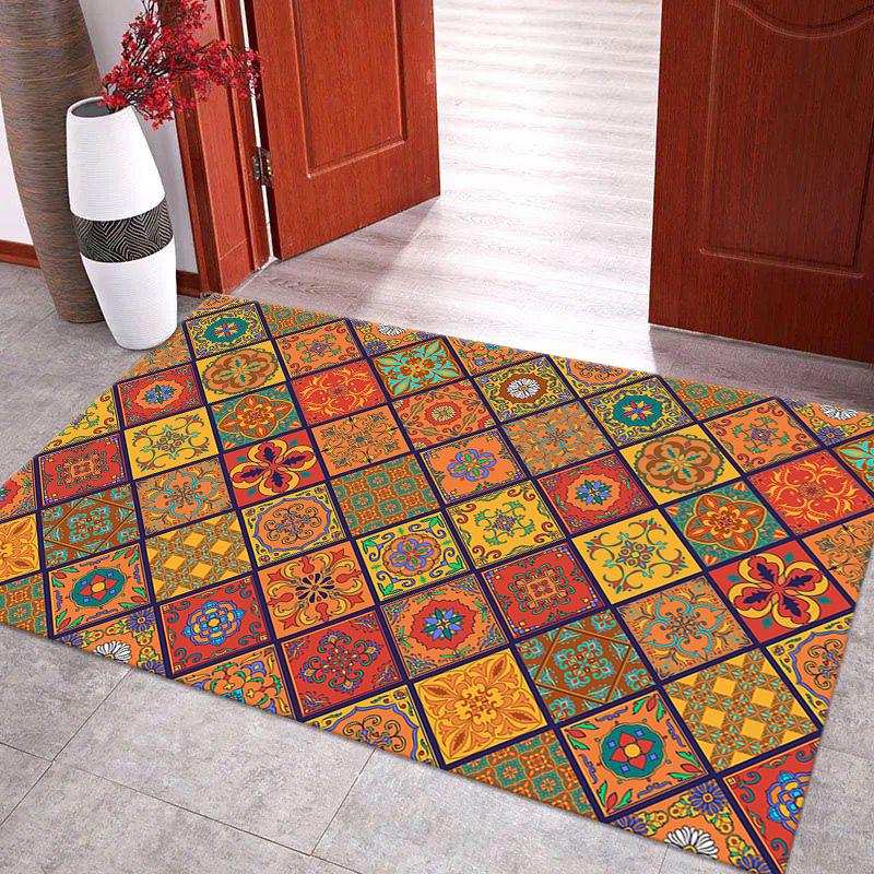 

Ковер в ретро этническом стиле, придверный коврик, ковер для гостиной, спальни, ковер для кофейного столика, нескользящий износостойкий придверный коврик 40x60cm розовый