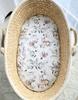 Cotton sheet for Moses basket Boho gondola stroller 75x35 cm - Woodland olive