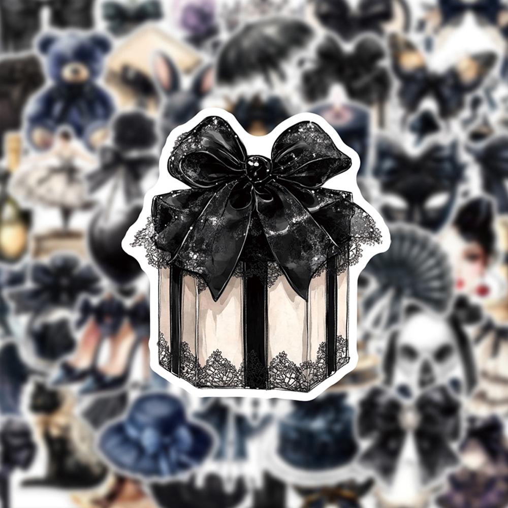 10/30/50pcs Dark Gothic Bowknot Cartoon Stickers Aesthetic Decoration Decals DIY Phone Stationery Guitar Waterproof Sticker Toys