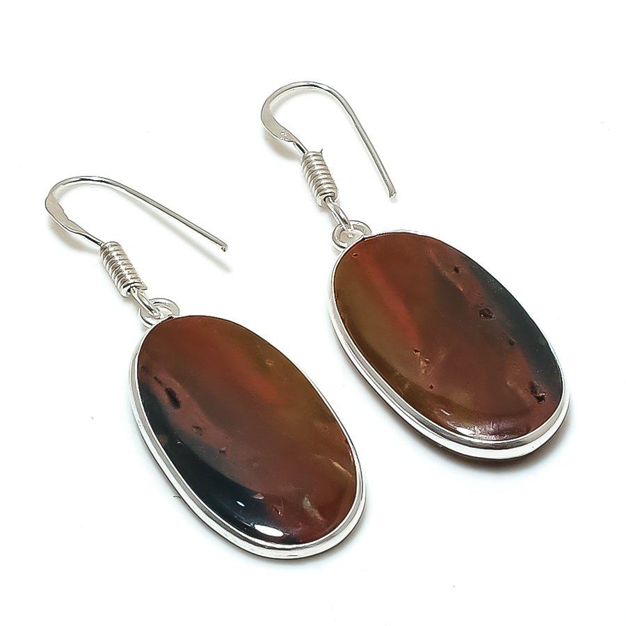 Natural Bloodstone Gemstone 925 Sterling Silver Jewelry Earring 1.81 AE-12434