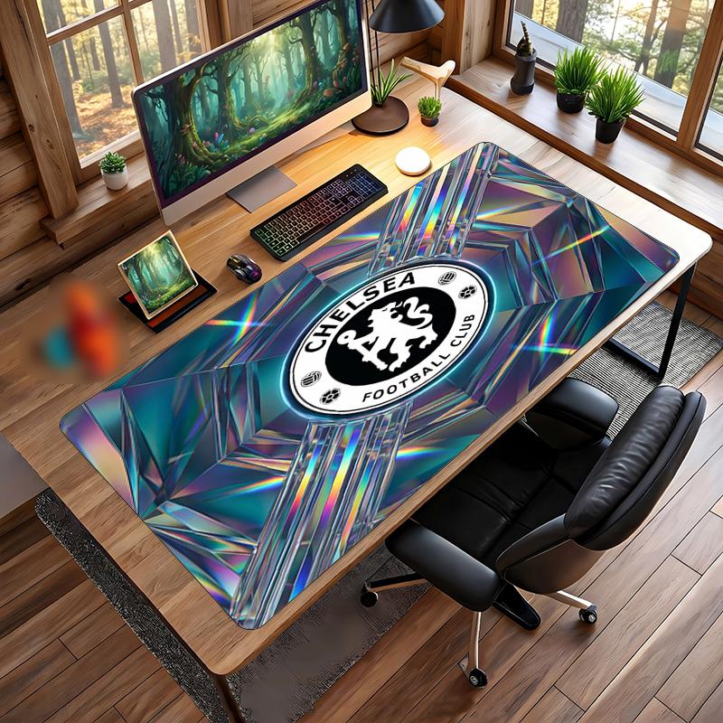 Tappetino per Mouse Grande Stampato Chelsea FC, Tappetino da Scrivania Gaming Morbido in Gomma Antiscivolo per Decorazione Ufficio Laptop Computer