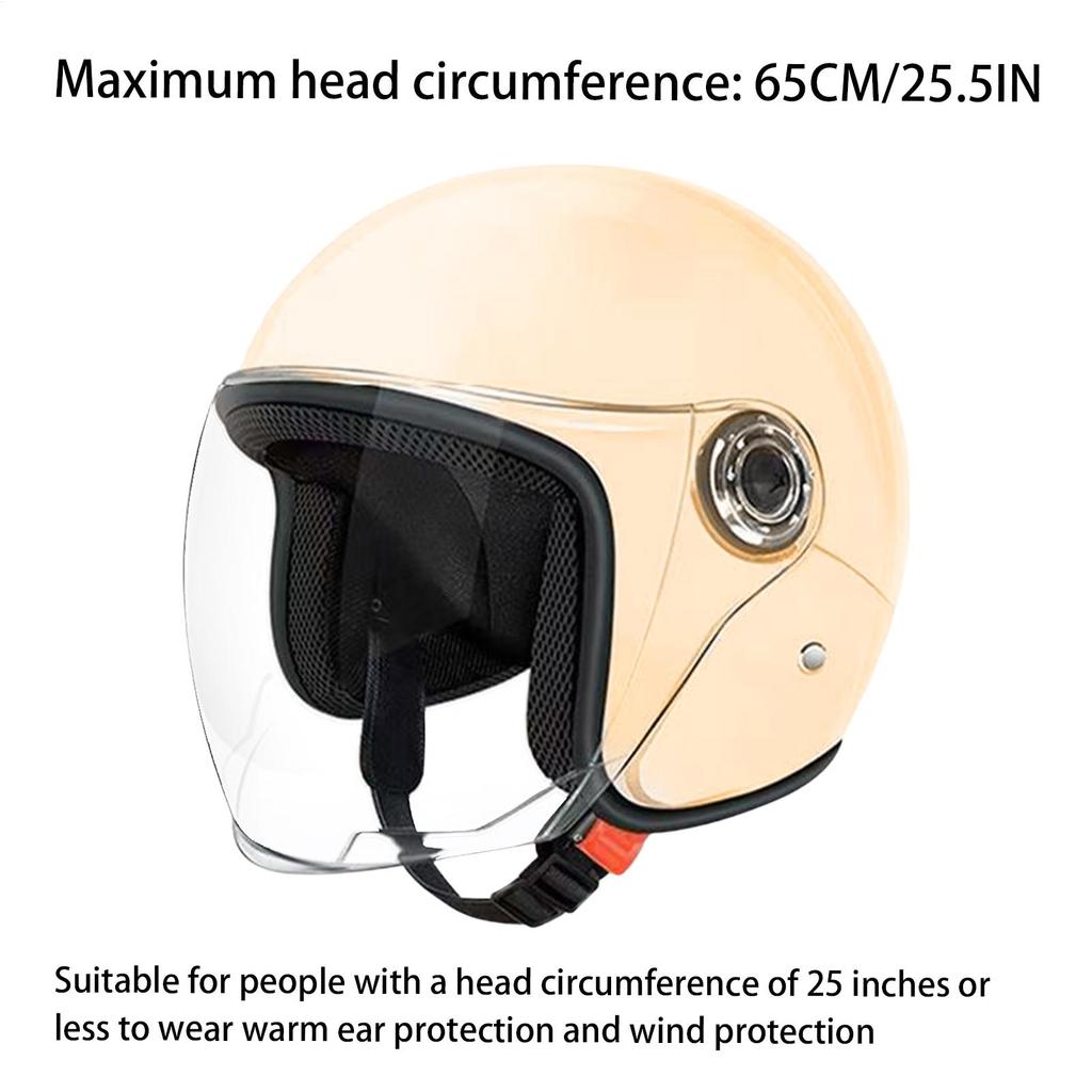 Large Motorcycle Helmet Half Face Moped Helmet Protective Gear With Visor For Women Men Adventure Outdoor Riding Scooter