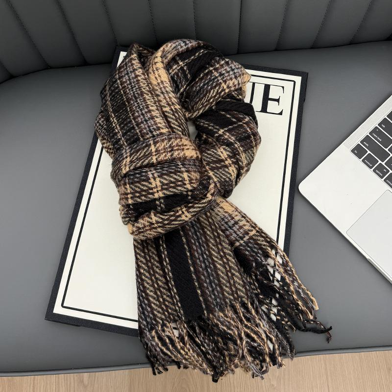New Korean Atmosphere Premium Plaid Scarf Female Autumn and Winter Student Couple Warm Scarf Male