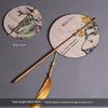 Handmade Waist Fan Antique Fan Han Chinese Clothing Cheongsam Rolling Long Handle Circular Fan Chinese Wind Long Tassel Double-Sided Old Bamboo