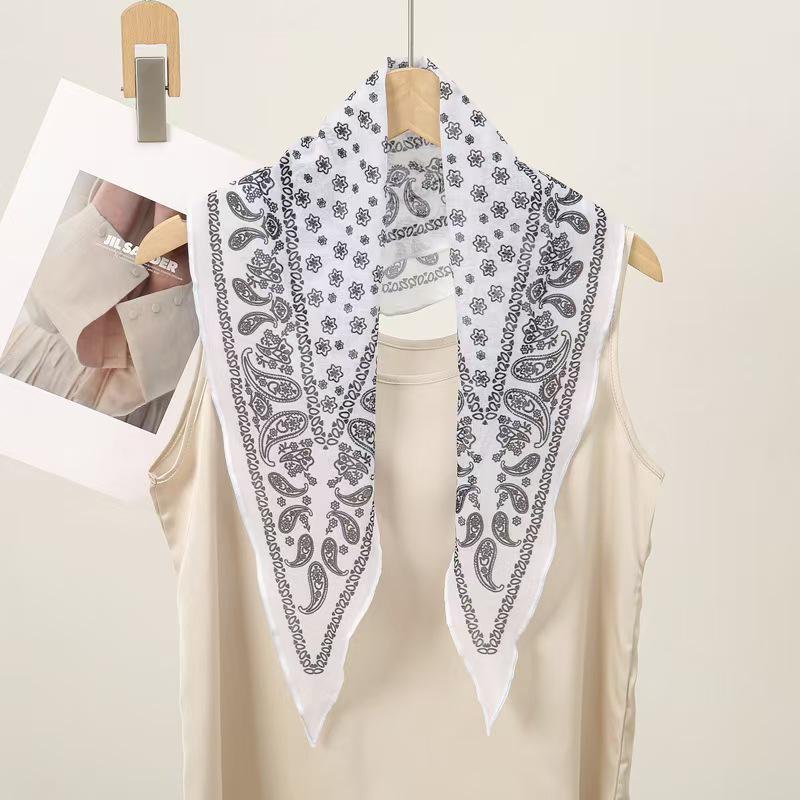 Women's Silk Square Scarf - Cashew Flower Bandana, Elegant Neck Accessory for 2025 