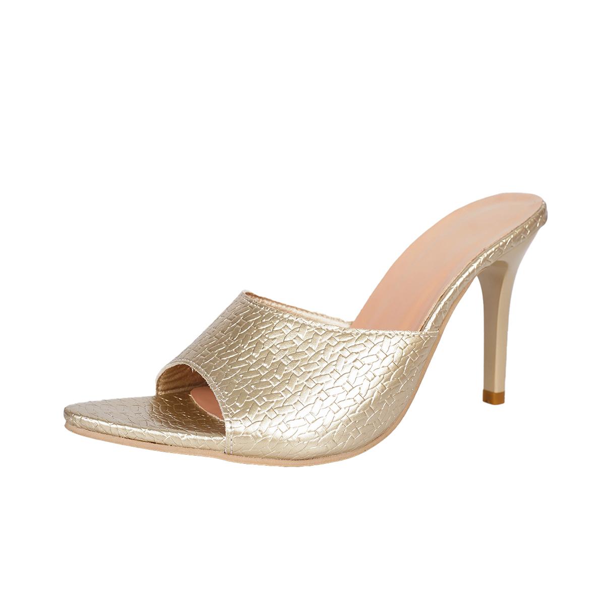 New Slip-on Stiletto Slippers 2026 Women s Fashion Pointed Toe Open Toe Anti-slip Wear-resistant High Heels 35