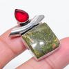 Natural Unakite, Garnet Gemstone 925 Sterling Silver Jewelry Pendant 1.58" z8t50