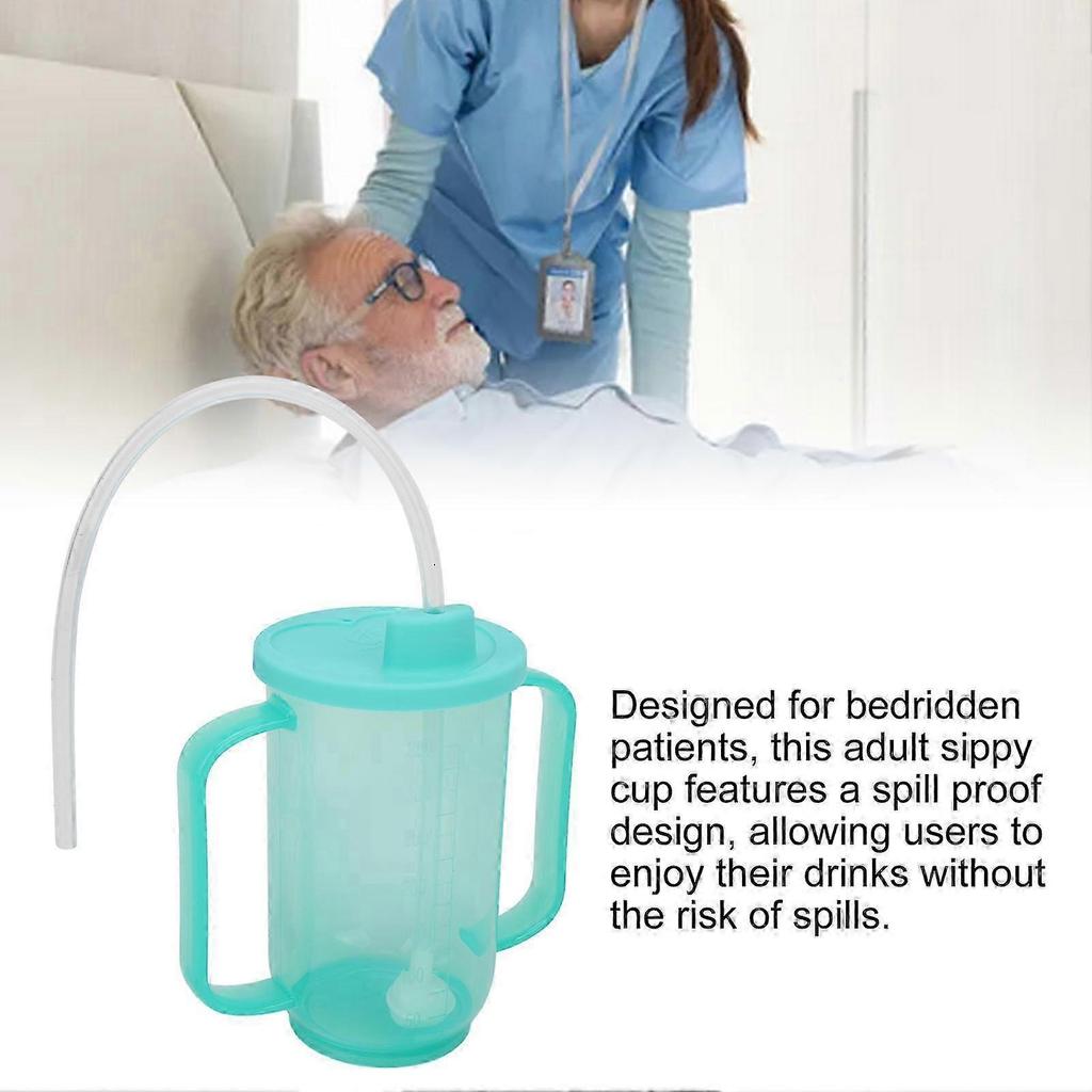 Adult Sippy Cup Spill Proof Convalescent Feeding Drinking Cup with Dual Handle for Elderly Disabled Patients