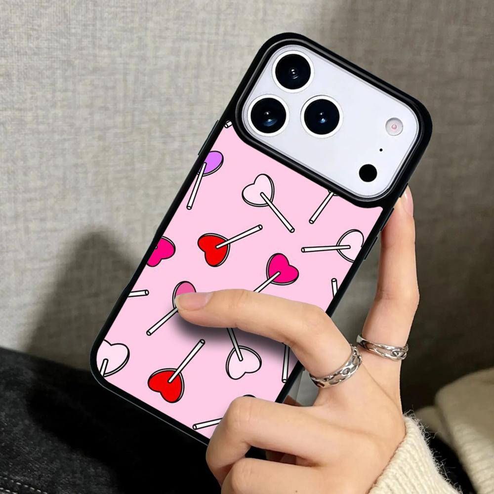 Capa Case for iPhone 17 Air 16 Pro Max 15 Plus 11 13 Mini 14 12 Back Phone Cover Red Lollipops