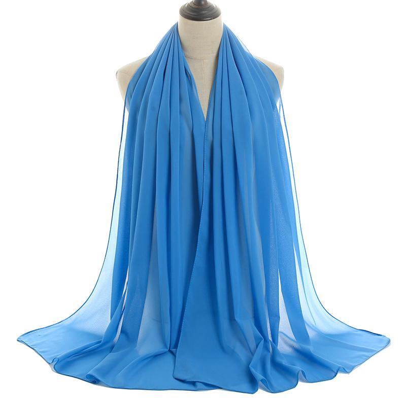 Ramadan Muslim Chiffon Hijabs For Woman Plain Color Headscarf Long Shawl Scarf Women Jersey Hijabs Ladies Islam Voile Hijab