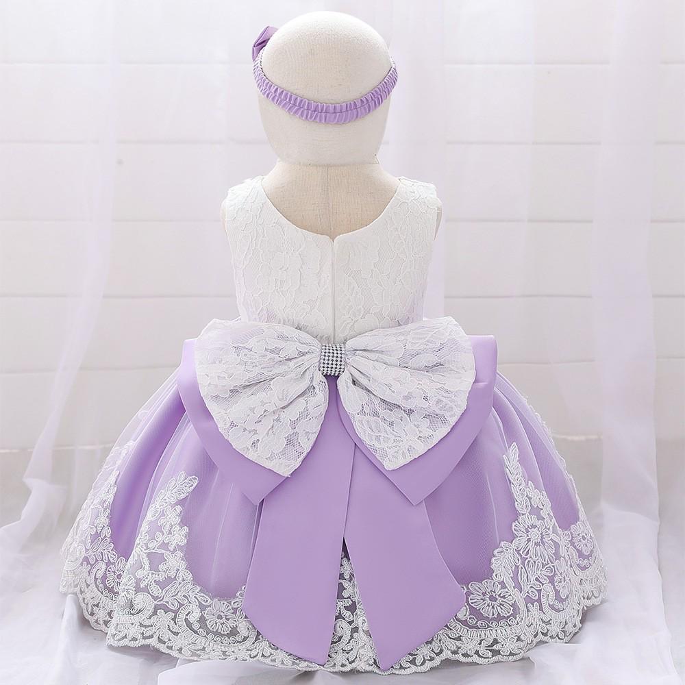 Infant Girls' First Birthday Lace Princess Dress with Bow
