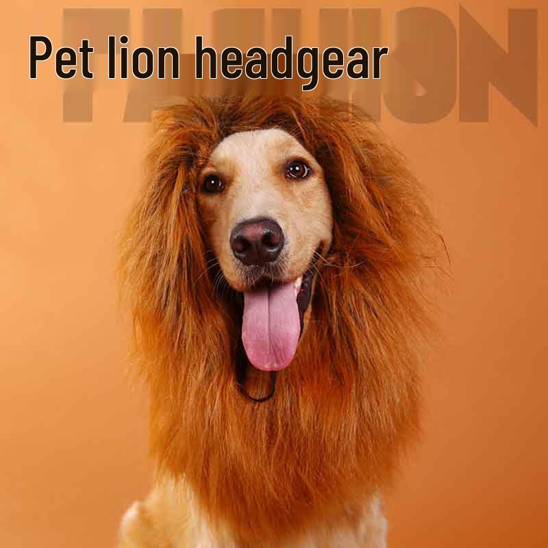 

Funny Lion Headgear for Dogs - Pet Wig Without Ears