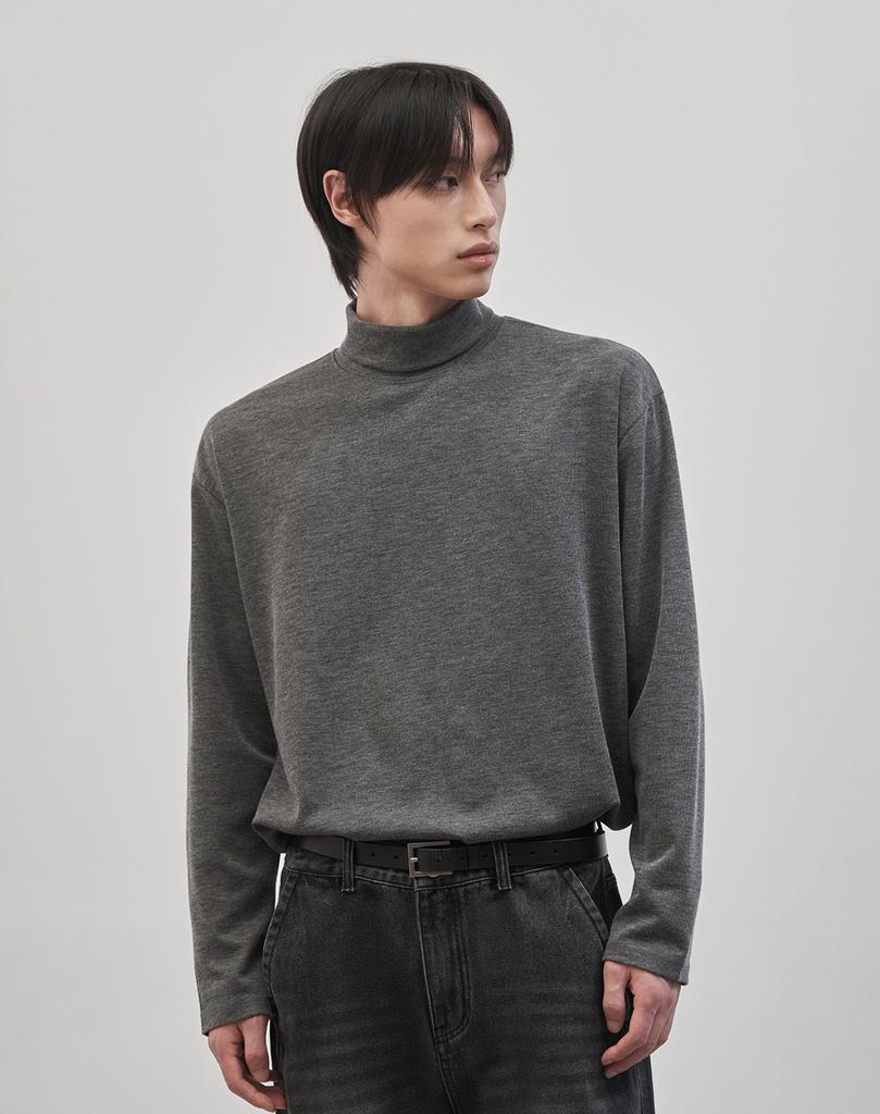 WORK ON BODY OFF Rested Semi-Overfit Turtleneck Knit [Charcoal]