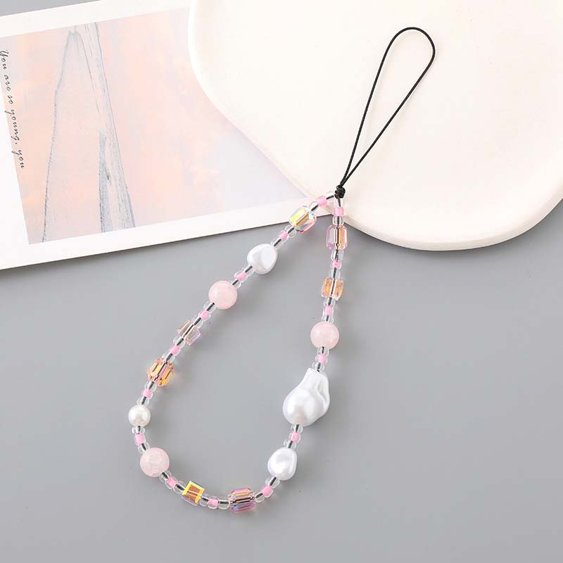 Einfache Alien Perle Stern Charmante Handgelenkschlaufe Handyhülle Seil Schmuck für Frauen Trendy Liebe Perle Schleife Perlen Handykette Lanyard