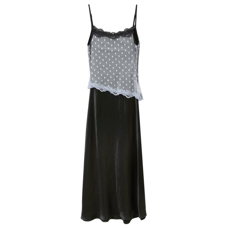 

Sancai Women s Mesh Panel Sleeveless A-Line Maxi Dress L