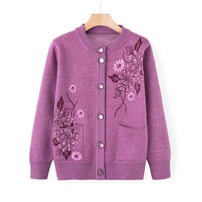 Νέο Πλεκτό Μπουφάν για Μεσήλικες και Ηλικιωμένες Γυναίκες, Ρούχα για Μητέρες, Πλεκτό Casual Τοπ Φθινόπωρο και Χειμώνας, Καρδίγκαν για Γιαγιάδες