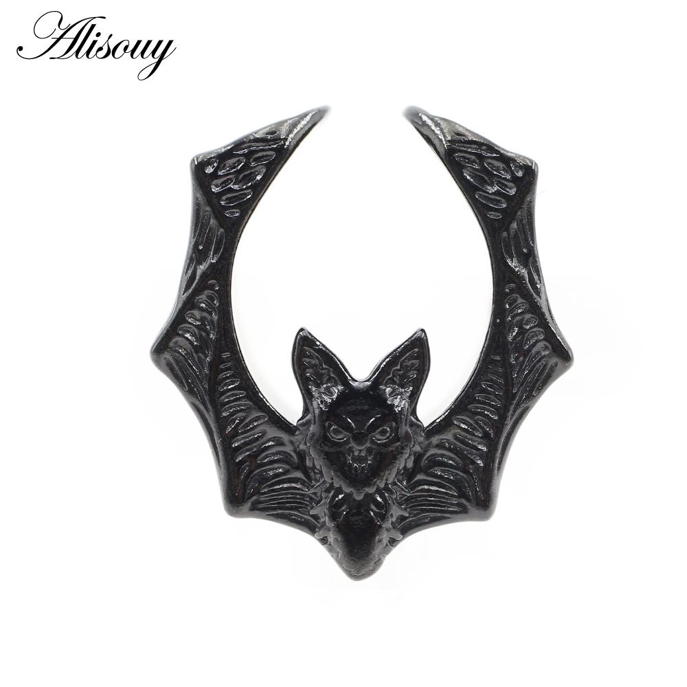 Alisouy 1PC Copper Alloy Casting Animal Bats Saddle Ear Tunnels Plugs Expander Stretcher Gauges Earrings Piercing Body Jewelry