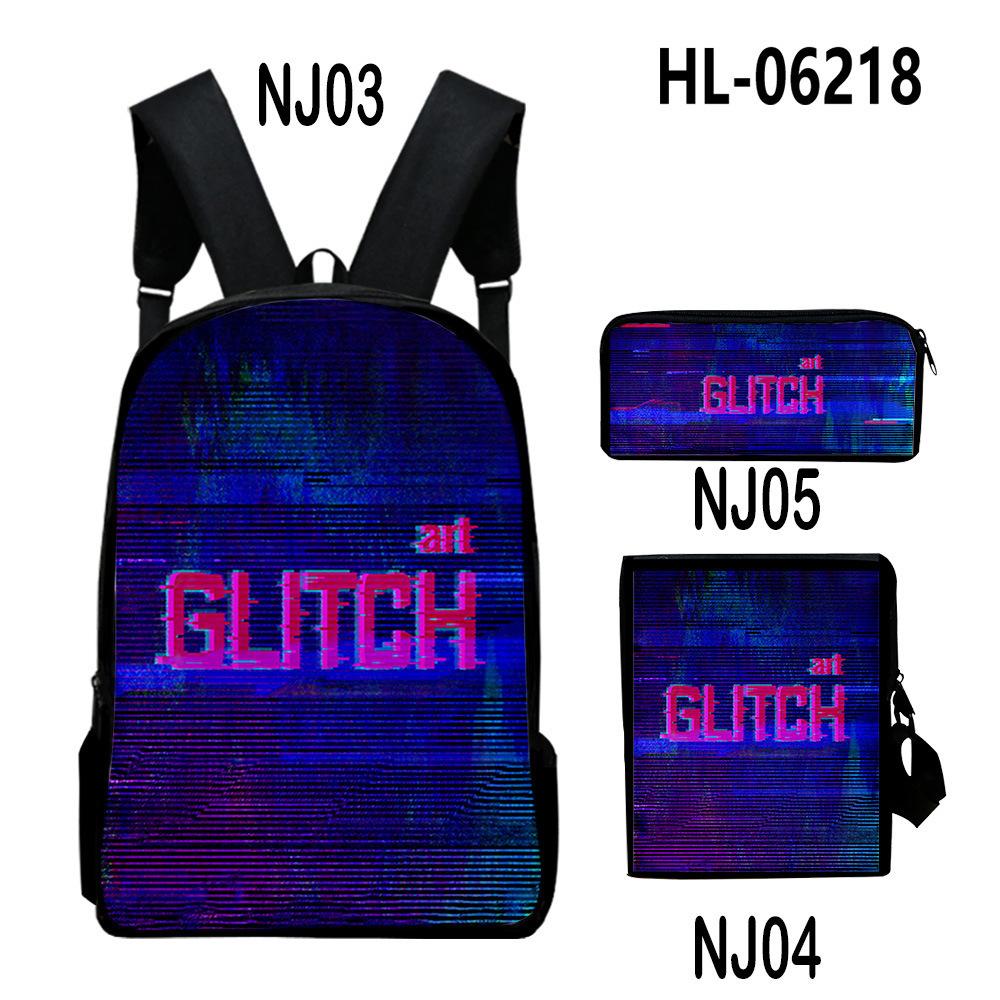 Populaire Nieuwigheid glitch art 3D Print 3 stuks/Set leerling Schooltassen Laptop Dagrugzak Rugzak Schuin gedragen schoudertas Etui