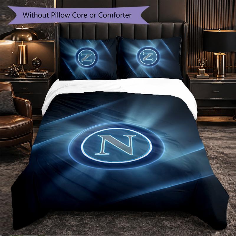 Biancheria da Letto a Tema Napoli FC Set 3 Pezzi Copripiumino Biancheria da Letto Decorativa Per Camera Adolescenti Decorazione Casa