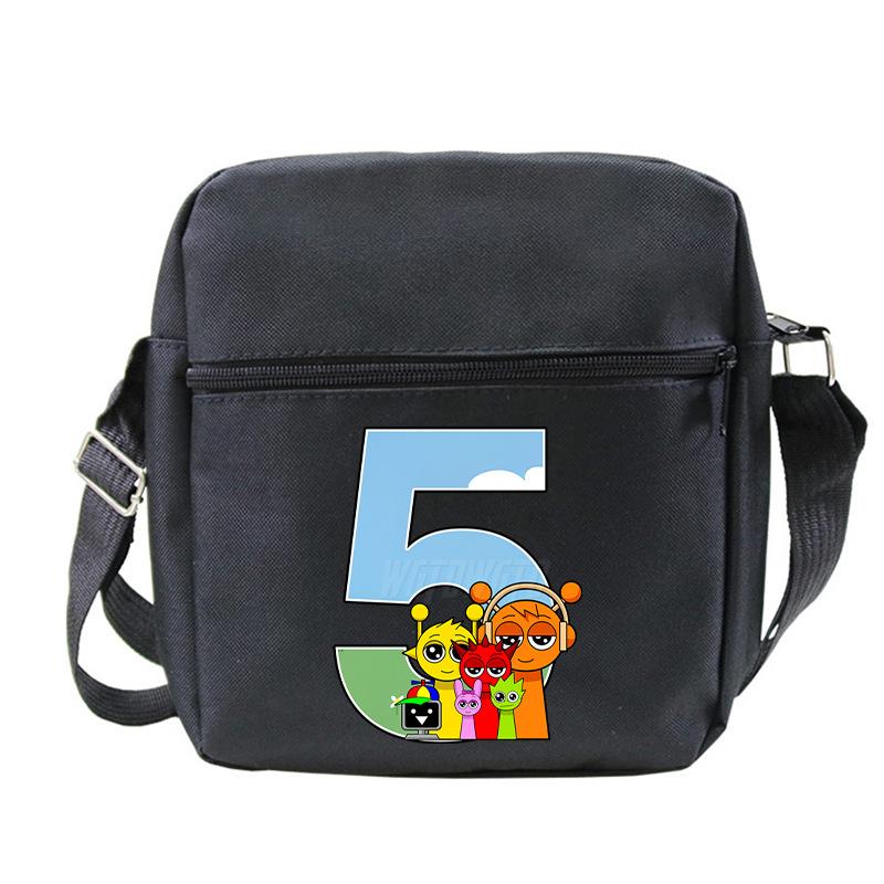 Fashion Children'S Shoulder Bag 26 Letters Personalized Printing Rhythm Box Black Messenger Bag Stationery Bag