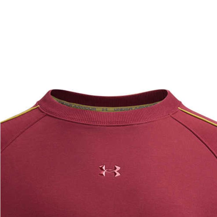 Under Armour Casual Sports Series Fashion Simple Round Neck Loose Spliced Sweatshirt Men Sweatshirt Flame-Red 6006006-625