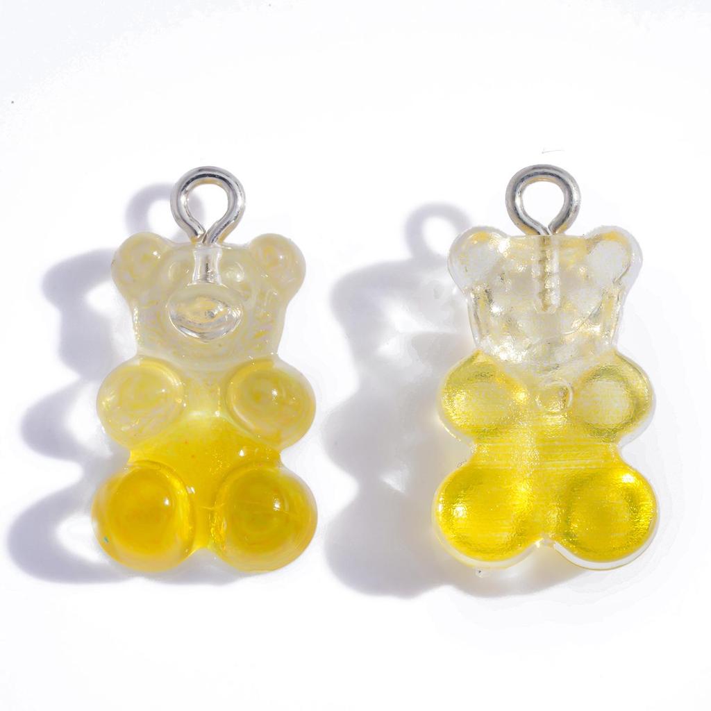 Colorful Transparent Bear Resin Pendant for DIY Jewelry and Keychains