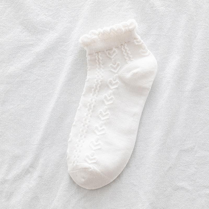 Ladies Spring and Summer Lovely Lace Solid Color All Match Socks