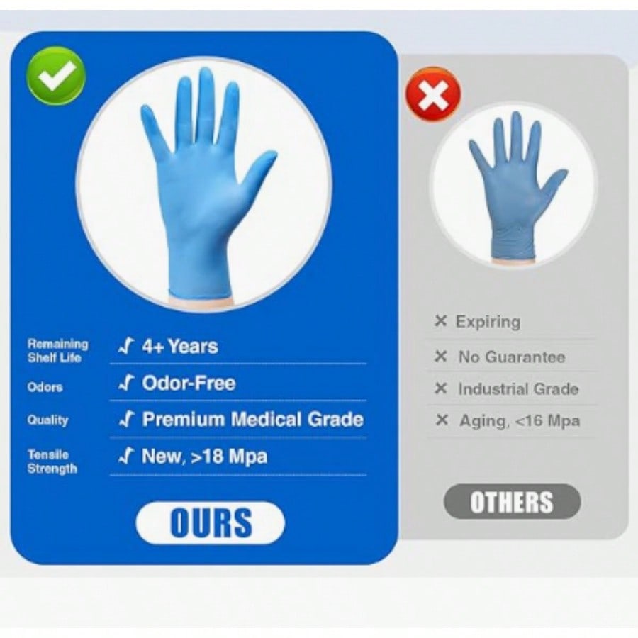100Pcs Strong Nitrile Gloves - Flexible Blue Disposable Gloves for Cooking, Cleaning, Industrial Safety  Exfoliating Gloves