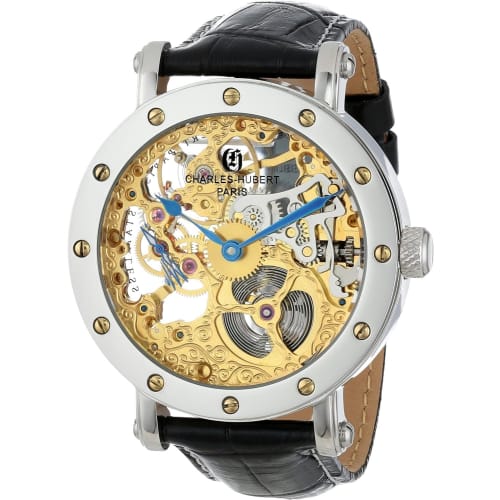 Charles Hubert Mechanical Hand-Wound Skeleton Watch 3876 Men's Black