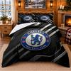 Spausdintas 3 dalių patalynės komplektas Chelsea FC rašto paklodė, pagalvės užvalkalas miegamojo dekoravimui