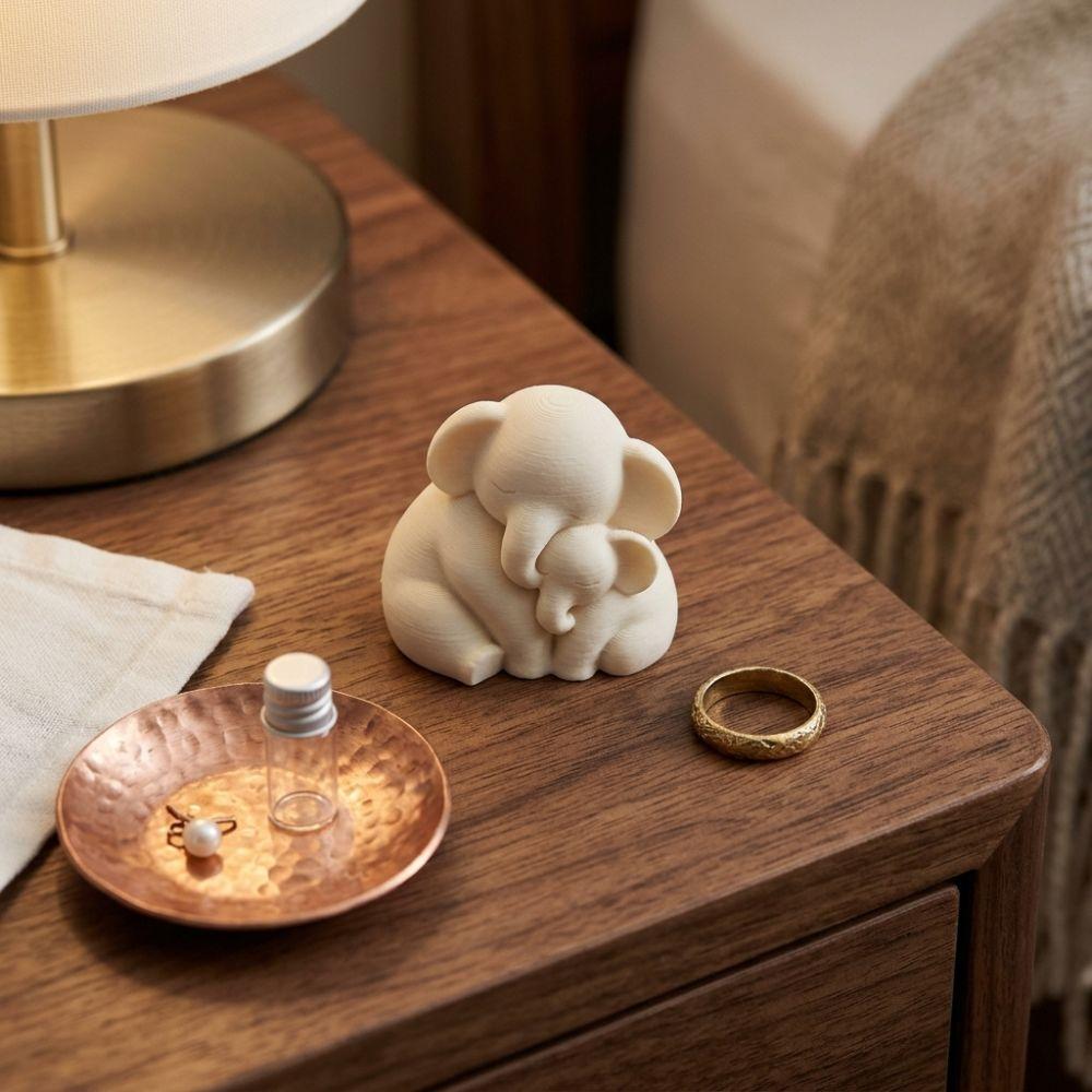 Cute Animal Mother Baby Elephant Statue Minimalist Parent Child Elephant Sculpture  Living Room