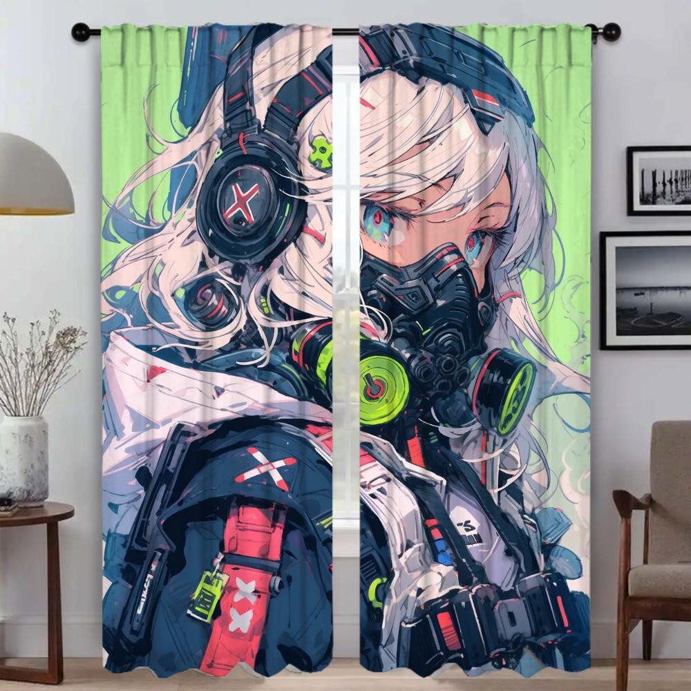 

Mech Maiden Противомоскитные шторы для гостиной, затемняющие шторы для комнаты, 2-панельные шторы для домашнего интерьера, перегородки W50xH70cmx2pcs-CL